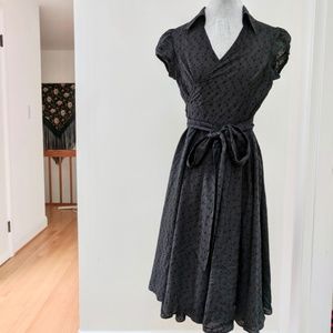 dress s ZARA black wrap cotton cap sleeve v neck